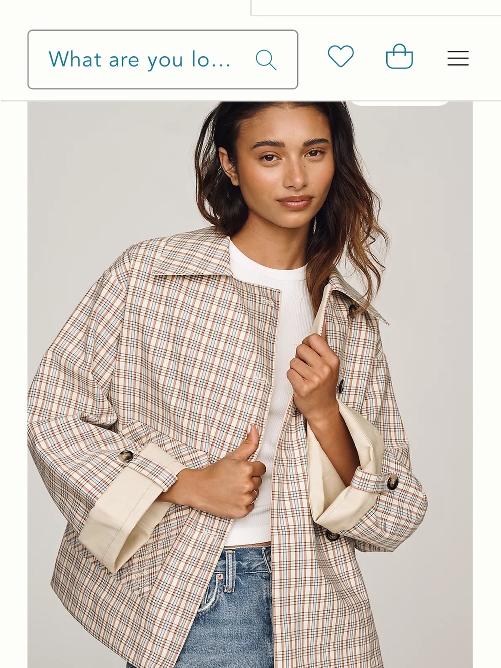 Damson madder Jerry cotton Plaid Short Trench Jacket - Beige reversible 2